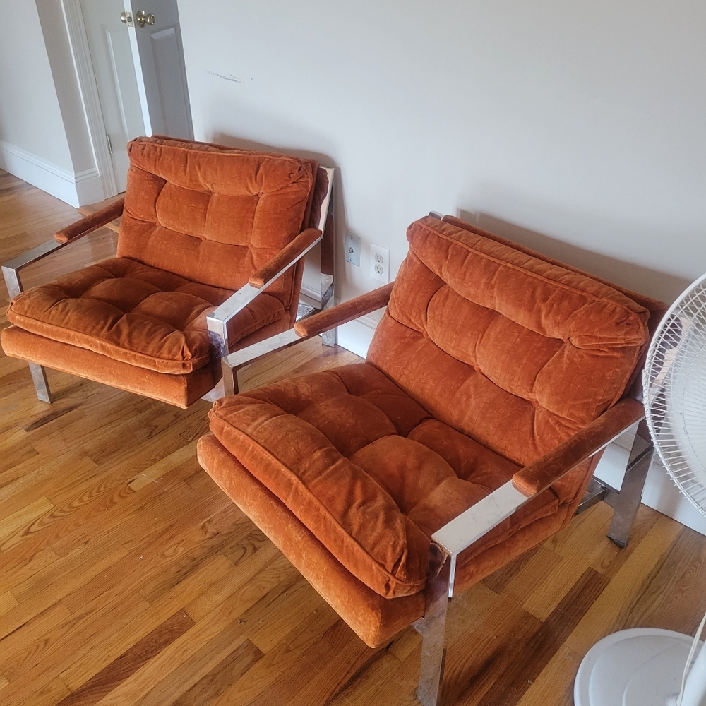Milo Baughman stainless chairs
